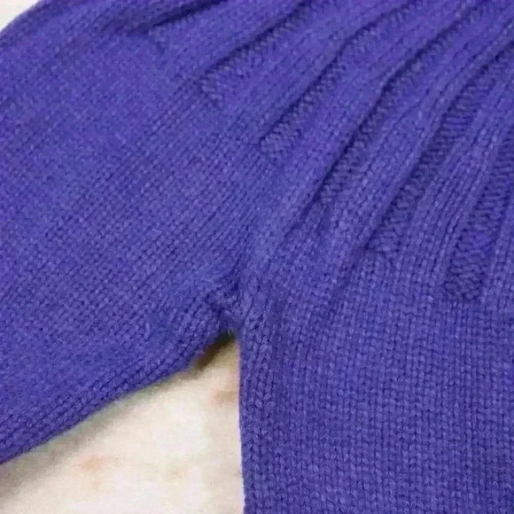MARINE LAYER Royal Purple Knit Sweater Pleated Neck Merino Wool Women Small - Picture 11 of 12